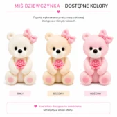 Miś dziewczynka z masy cukrowej – biały, beżowy i różowy kolor figurki