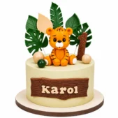 Zestaw Safari z tygryskiem na tort – dekoracje z masy cukrowej