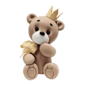 Figurka na tort Miś z koroną 9,5 cm z masy cukrowej. Obraz dekoracji do sklepu artcakedecor