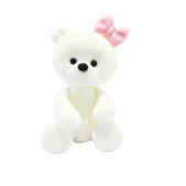 Figurka na tort Miś z Masy Cukrowej Dziewczynka Biały 8cm