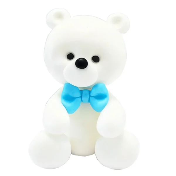 Figurka na tort Miś Cukrowy Chłopiec Biały 8cm. Zdjęcie przedmiotu do sklepu