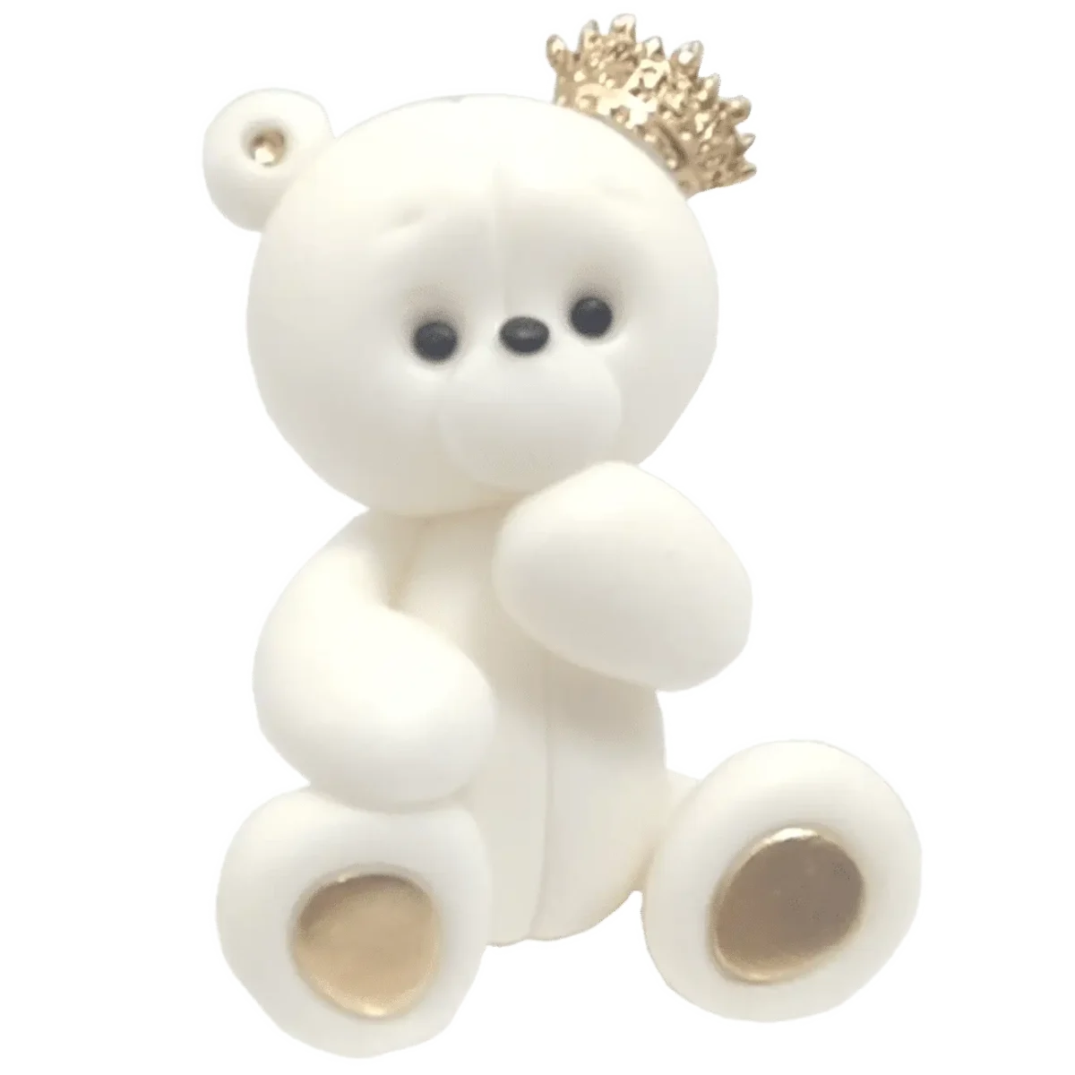 Miś w koronie biały Zaskocz swoich gości wyjątkowym Białym Misem z Masy Cukrowej w Koronie. Figurka na Tort - Biały Miś z Masy Cukrowej w Koronie