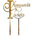 Topper na Tort Komunijny – Złote Odzwierciedlenie Duchowej Radości. Zdjęcie produktu do sklepu