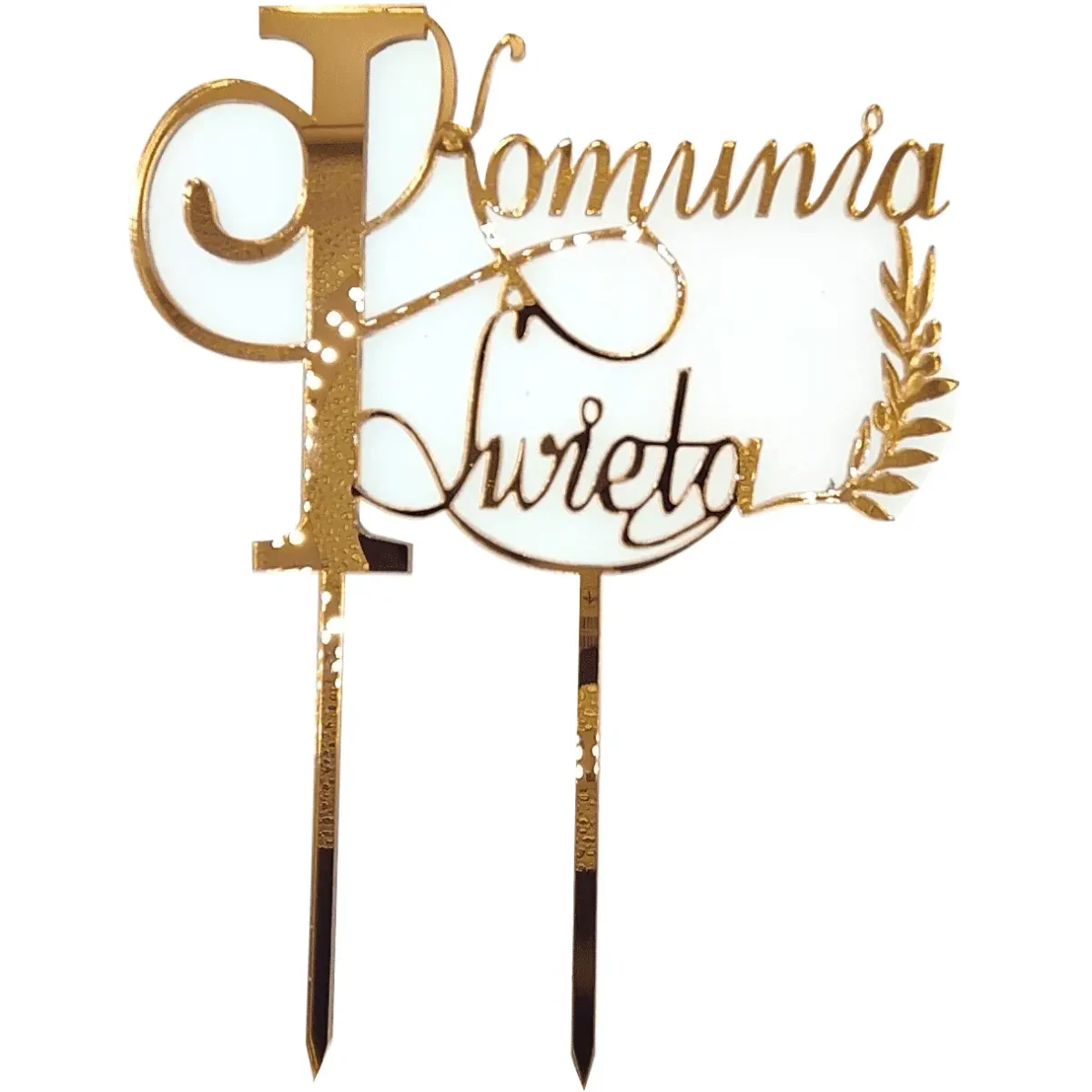 Pierwsza Komunia z oliwką Topper na Tort Komunijny z Gałązką Oliwną – Symbole Wiary i Pokoju na Twoim Torcie. Zdjęcie produktu do sklepu