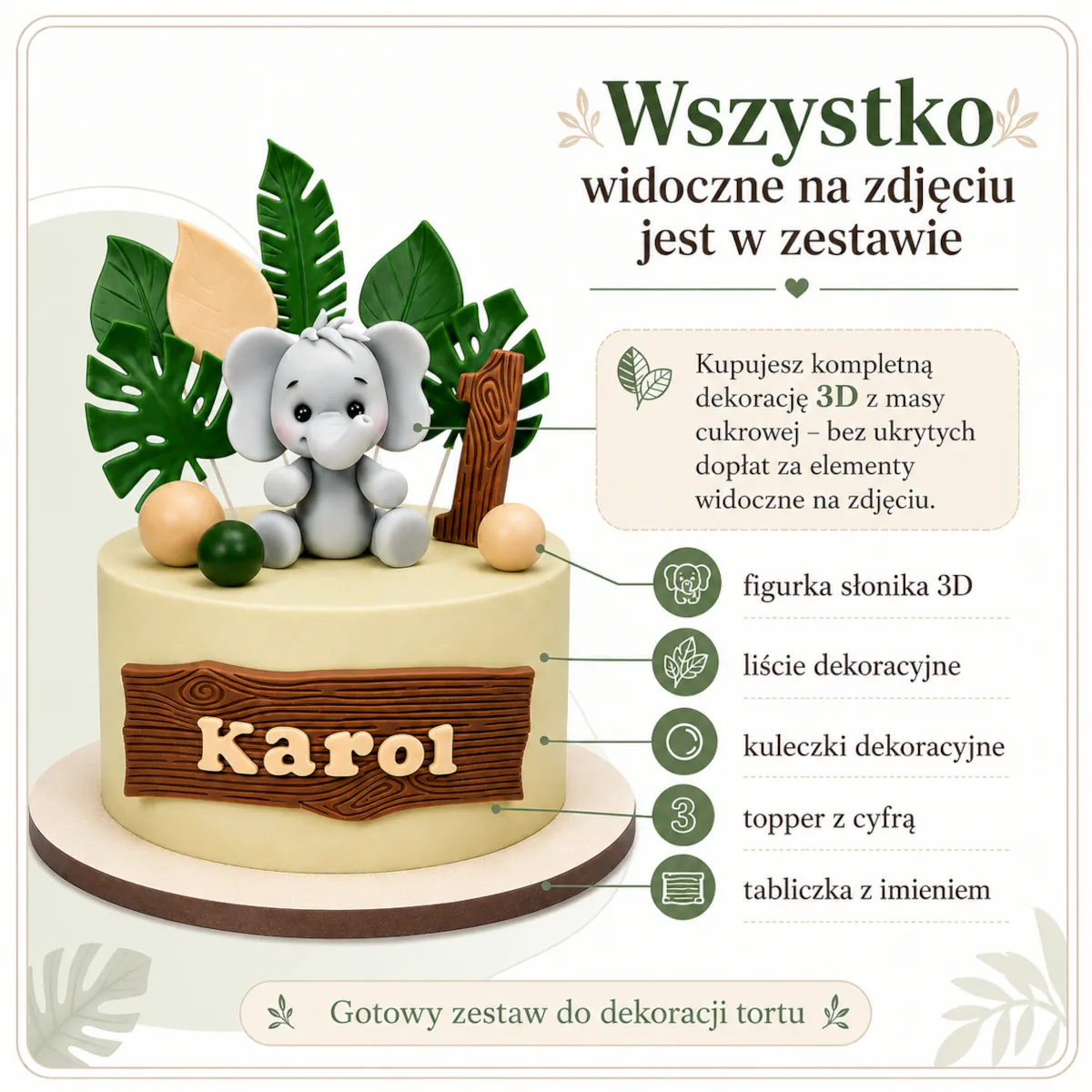 zestaw-safari-slonik-wszystko-w-zestawie Zestaw Safari ze słonikiem na tort – wszystkie elementy widoczne na zdjęciu są w zestawie